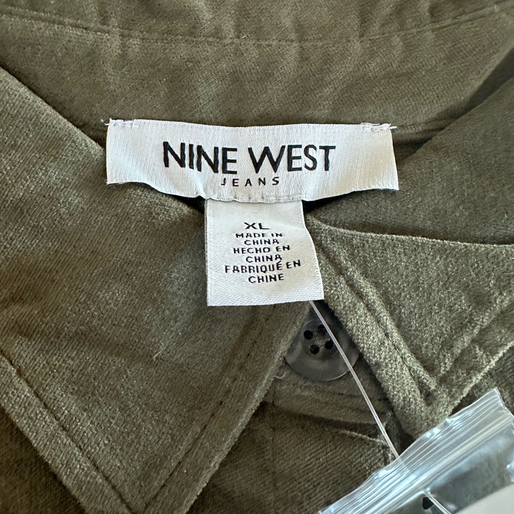 Nine West Olive Green Lightweight Corduroy Shirt Dress XL NWT Pockets - Picture 9 of 11